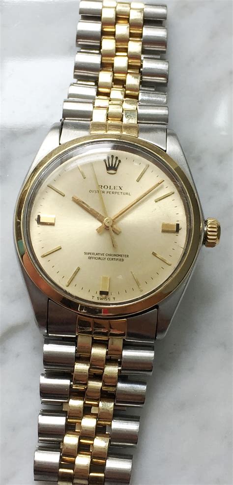 rolex oyster perpectual gold two tone smooth bezel|two tone Rolex for sale.